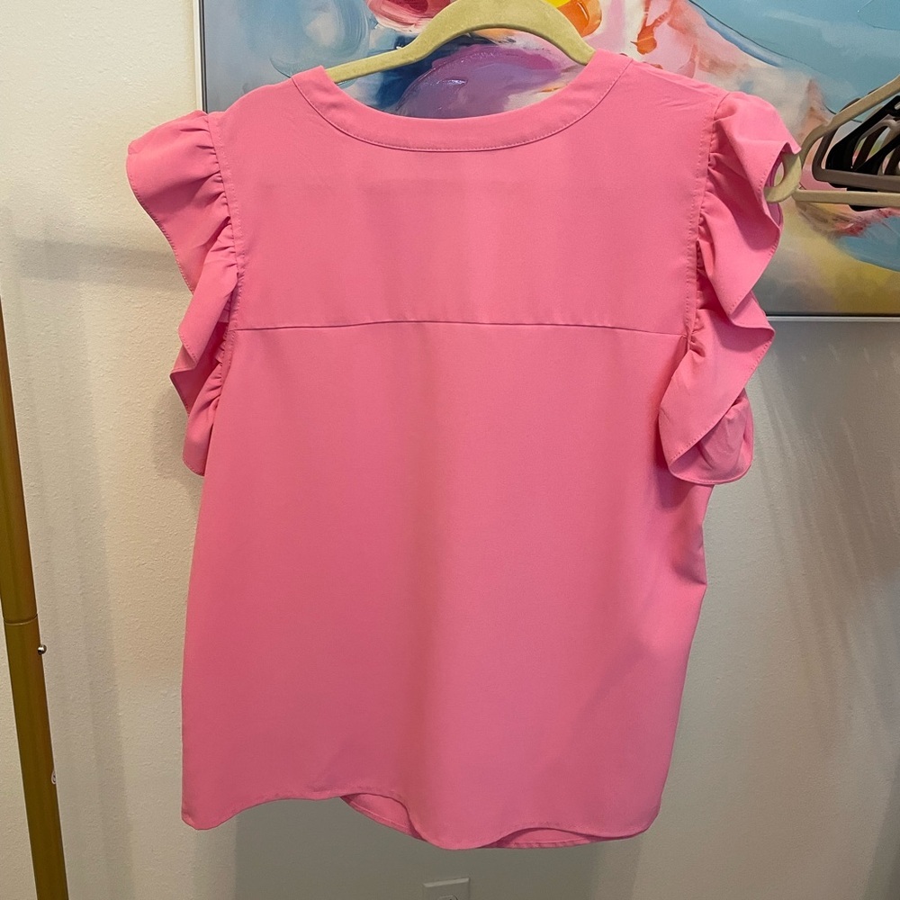 Pink Ruffled Sleeve Top Cottagecore - Picture 6 of 8